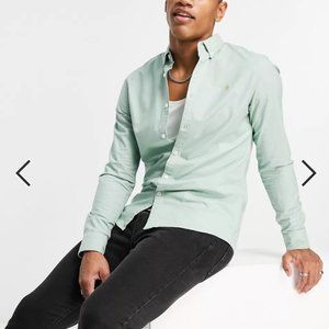 Farah slim fit long sleeve shirt in green